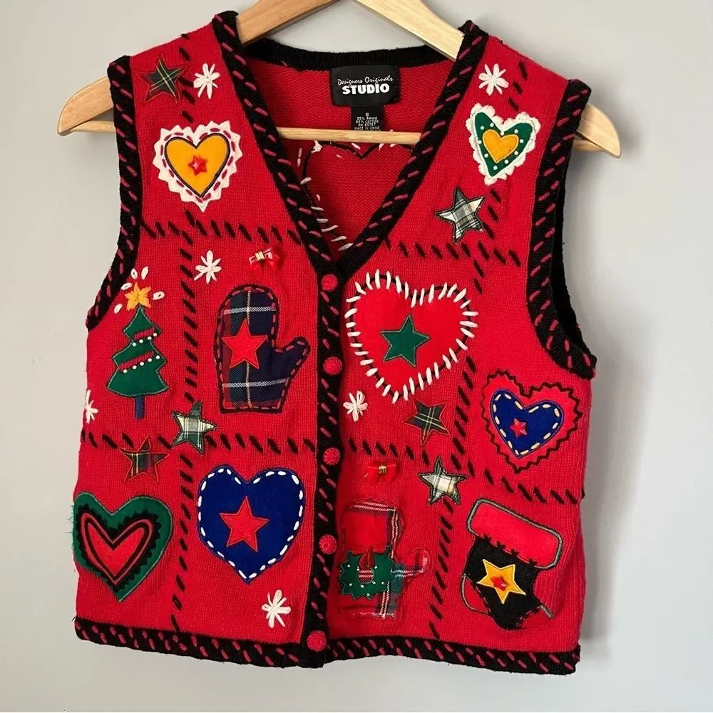 Designers Originals Studio Vintage 1990s Christmas Holiday Sweater Vest Size S